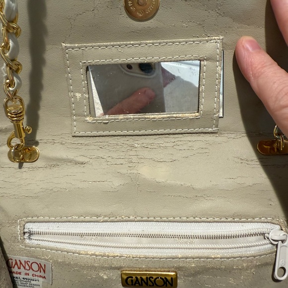 Ganson Elegant Cream Quilted Leather crossbody Bag - Picture 5 of 5